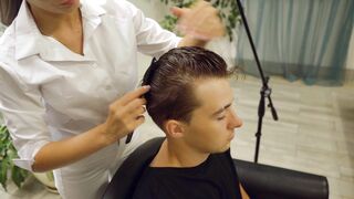 ASMR Barber Massage | Lady Female Barber Head, Face, Scalp & Lotion Washing