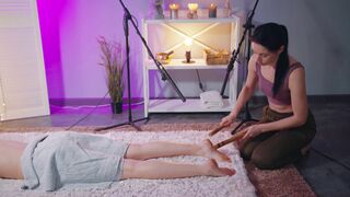 ASMR Bamboo Therapy Massage | Back Neck and Foot Relaxation Sounds