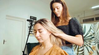 ASMR Lady Barber Hair Brushing | Head Scalp Relaxation Sounds