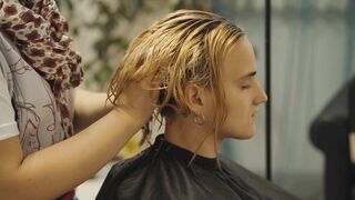 ASMR Lady Barber Hair Wash and Scalp Care | Relaxing Haircut Sounds