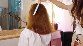 ASMR Lady Barber Hair Brushing | Scalp Relaxation and Soft Sounds