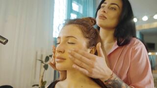 ASMR Lady Barber Face Massage | Makeup Parlor Relaxation Sounds