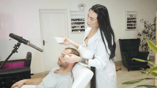 ASMR Lady Barber Face Mask Massage | Spa Treatment and Skin Care Sounds
