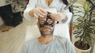 ASMR Lady Barber Face Mask Massage | Spa Treatment and Skin Care Sounds