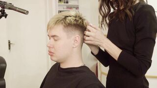 ASMR Lady Barber Hair Styling | Head Massage and Scratching Sounds