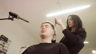 ASMR Lady Barber Hair Styling | Head Massage and Scratching Sounds