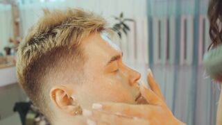 ASMR Lady Barber Soap Facial Massage | Foam Cleansing and Relaxation Sounds