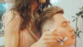 ASMR Lady Barber Soap Facial Massage | Foam Cleansing and Relaxation Sounds