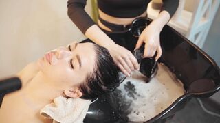 ASMR Lady Barber Hair Washing | Head Massage and Scalp Relaxation