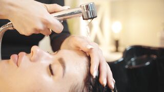 ASMR Lady Barber Hair Washing | Head Massage and Scalp Relaxation