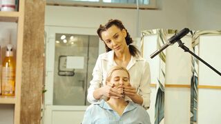 ASMR Lady Barber Foam Facial Massage | Relaxing Face Cleansing Sounds