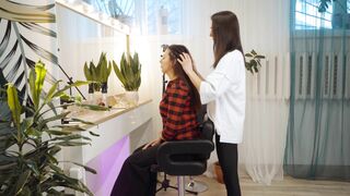ASMR Lady Barber Scalp Massage | Head Stimulation and Hair Brushing Sounds