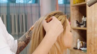 ASMR Lady Barber Head Massage | Scalp Care and Hair Brushing Sounds