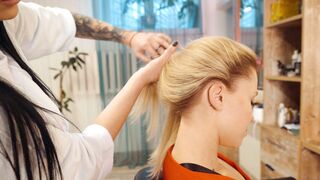 ASMR Lady Barber Head Massage | Scalp Care and Hair Brushing Sounds