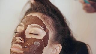 ASMR Lady Barber Chocolate Facial Mask | Relaxing Spa Skin Care Sounds