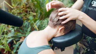 ASMR Outdoor Chair Massage for Back and Neck Deep Pressure