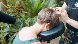 ASMR Outdoor Chair Massage for Back and Neck Deep Pressure