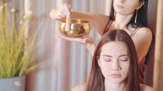 ASMR Tibetan Singing Bowl Massage | Neck and Back Relaxation for Meditation and Sleep Support